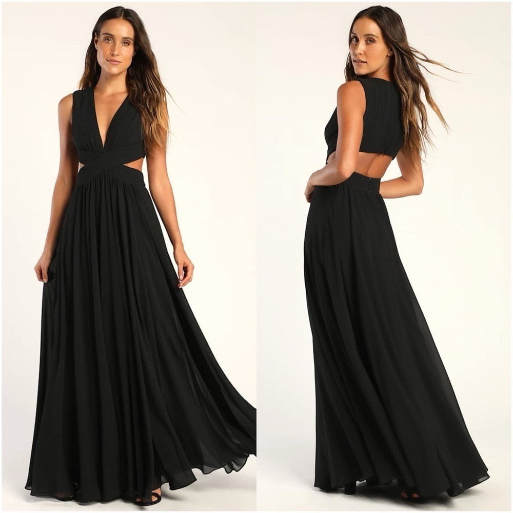 LULU’S Vivid Imagination Black Cutout Maxi Dress